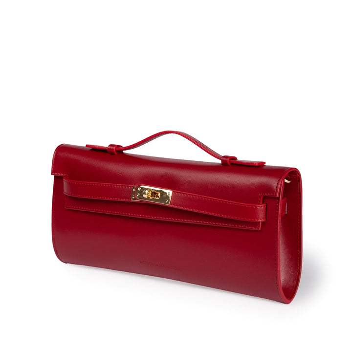 Roberta Gandolfi Jade cluch borsa in pelle con chiusura manico retrattile e tracolla staccabile e regolabile Promozione Limitata