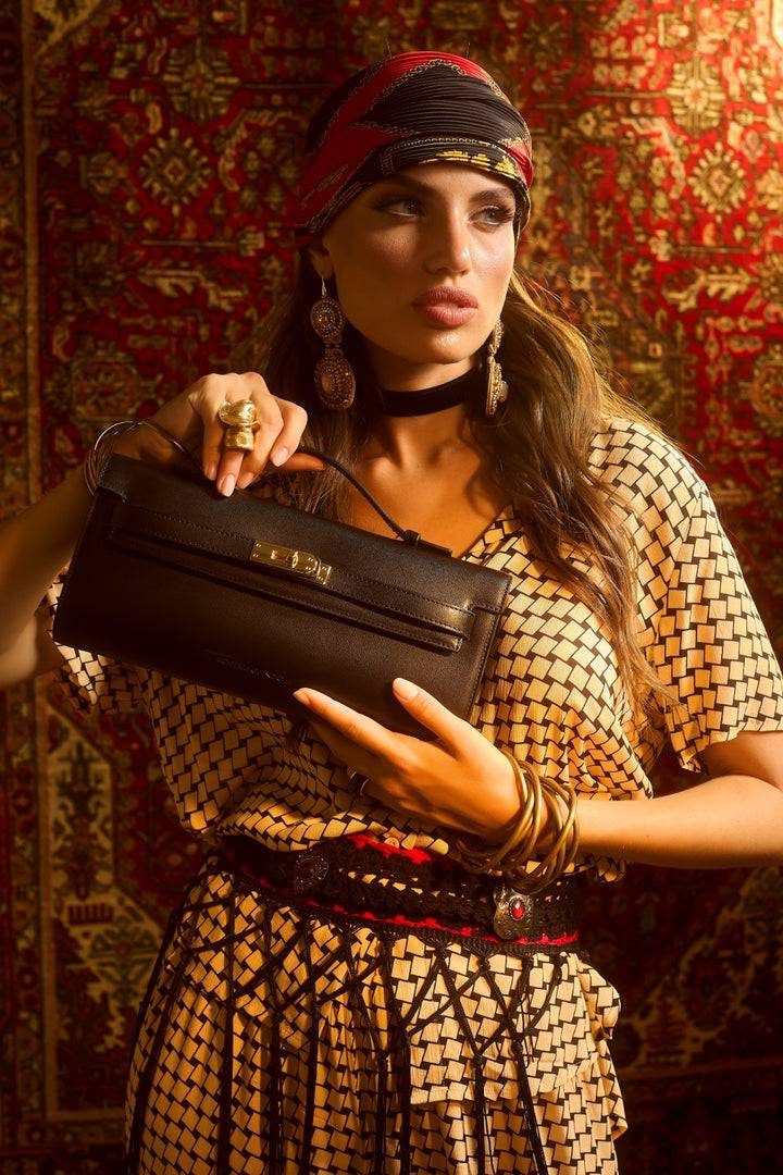 Roberta Gandolfi Jade cluch borsa in pelle con chiusura manico retrattile e tracolla staccabile e regolabile Fino Al -60%