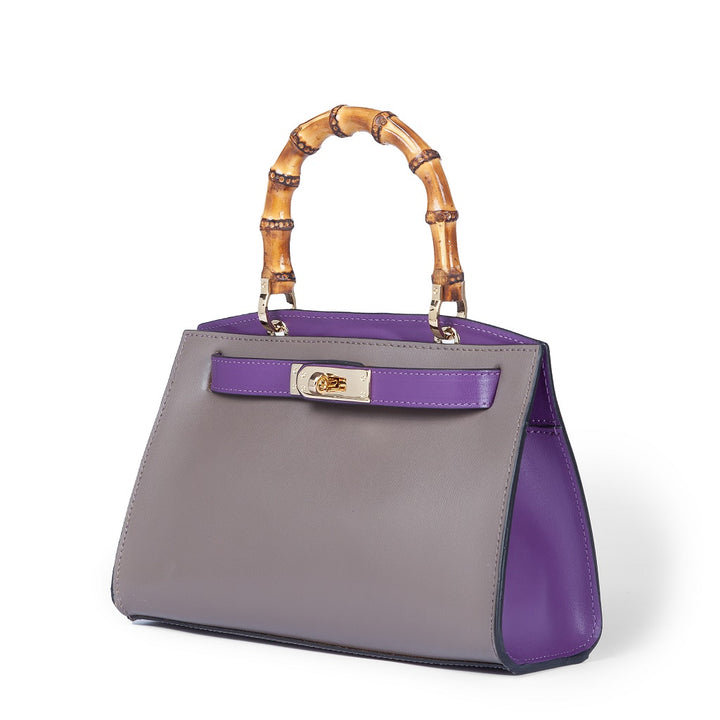 Roberta Gandolfi Lola small borsa in pelle con manico in vero legno di bambù e tracolla staccabile 2025