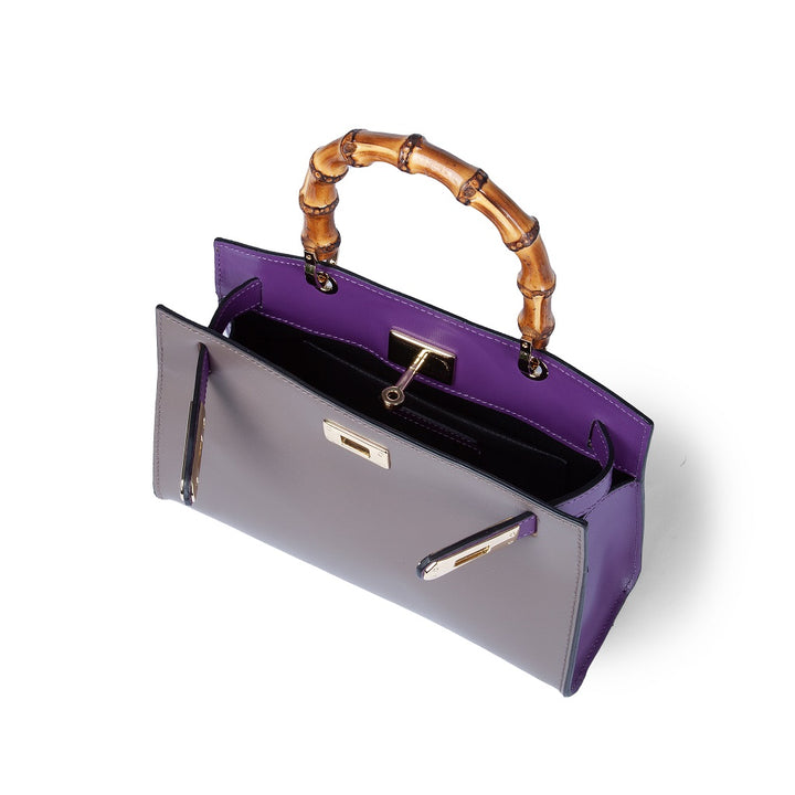 Roberta Gandolfi Lola small borsa in pelle con manico in vero legno di bambù e tracolla staccabile 2025