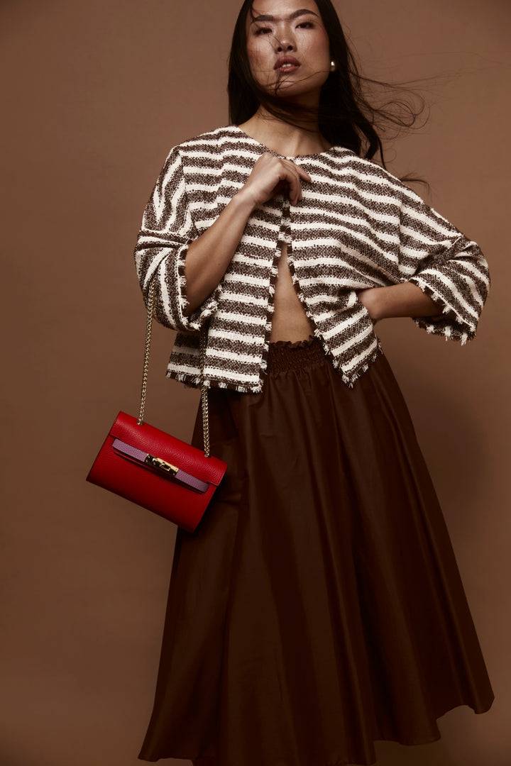 Roberta Gandolfi Chiara tracollina crossbody con chiusura girello e tracolla in catena Spedizione Gratuita