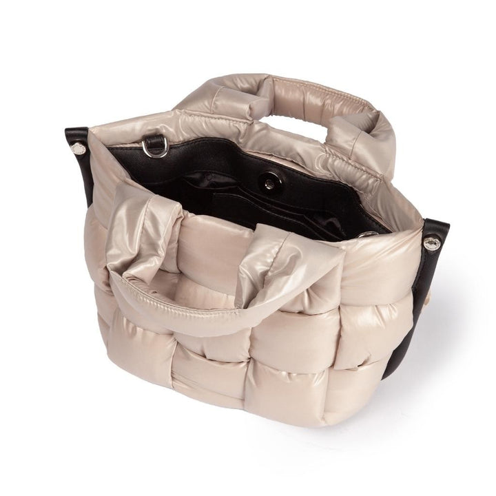 Roberta Gandolfi Greta Mini borsa in tessuto antigoccia imbottita ed intrecciata a mano con finiture in pelle Pezzi Unici