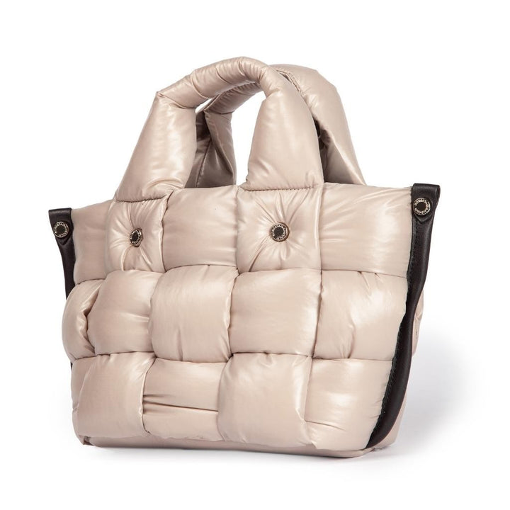 Roberta Gandolfi Greta Mini borsa in tessuto antigoccia imbottita ed intrecciata a mano con finiture in pelle Pezzi Unici