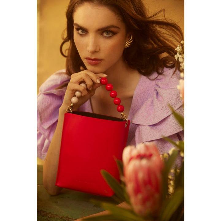 Roberta Gandolfi Zoe mini bag in pelle bicolor e manico gioiello Sottocosto
