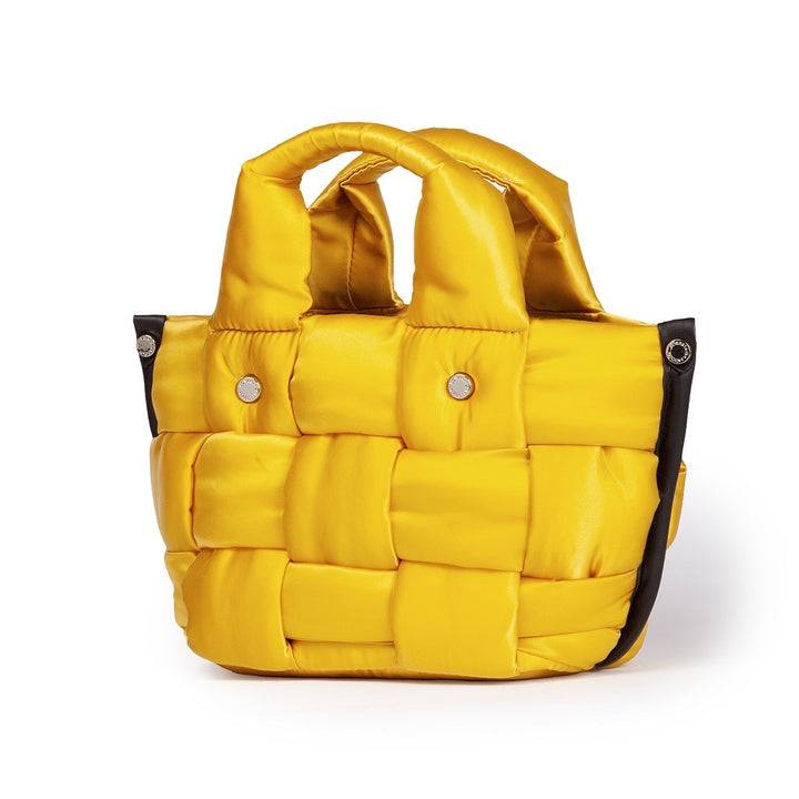 Roberta Gandolfi Greta Mini borsa in tessuto antigoccia imbottita ed intrecciata a mano con finiture in pelle Convenienza