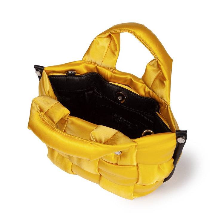 Roberta Gandolfi Greta Mini borsa in tessuto antigoccia imbottita ed intrecciata a mano con finiture in pelle Convenienza