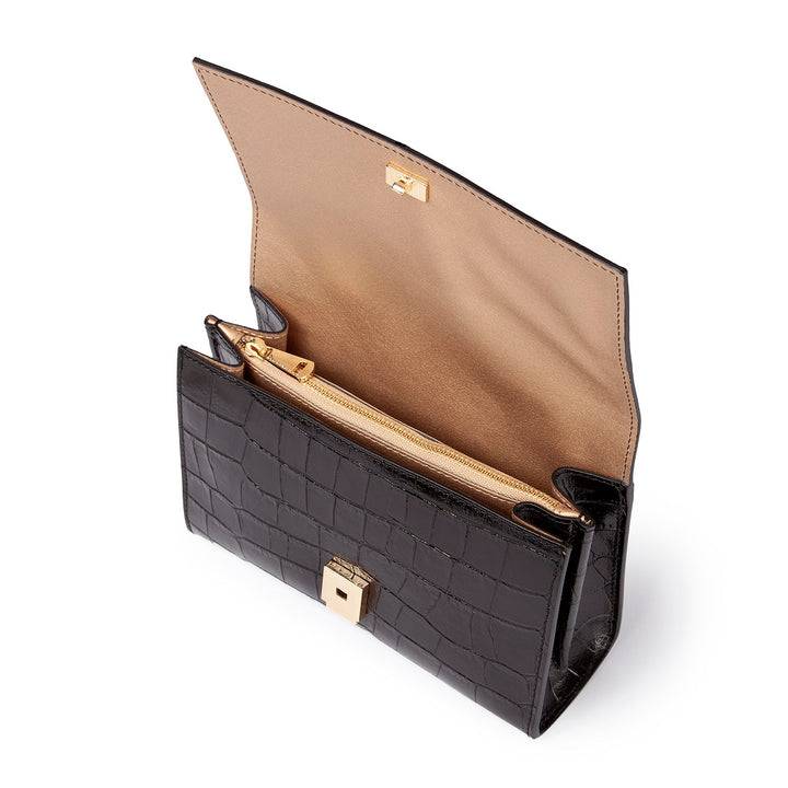 Roberta Gandolfi Nicole cocco compact crossbody borsa in pelle stampa cocco con tramezza interna e tasca esterna con tracolla staccabile e regolabile Hotsell