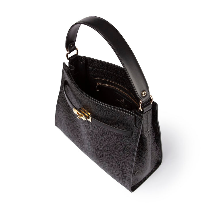 Roberta Gandolfi Frida Satchel in pelle martellata con tracolla logata in tessuto regolabile Negozi Online
