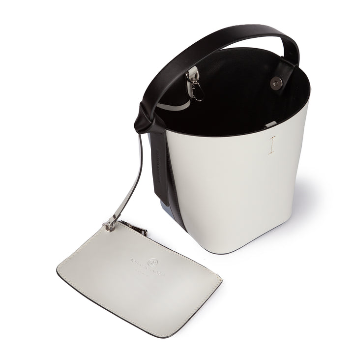 Roberta Gandolfi Cinzia Bucket medium medium in pelle bicolor con tracolla staccabile Nuova