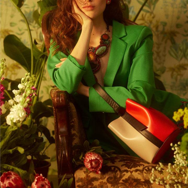 Roberta Gandolfi Cinzia Bucket small in pelle bicolor con tracolla staccabile Moda