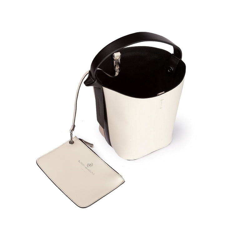 Roberta Gandolfi Cinzia Bucket small in pelle bicolor con tracolla staccabile 2025