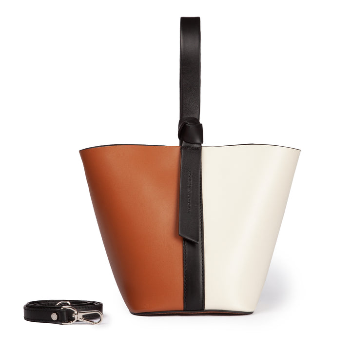 Roberta Gandolfi Cinzia Bucket medium medium in pelle bicolor con tracolla staccabile Italy