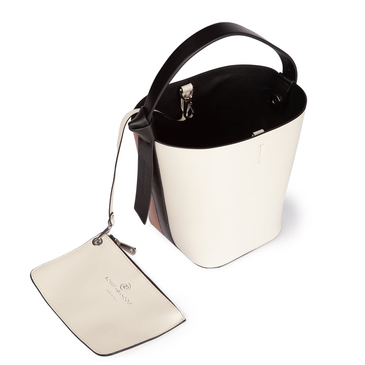 Roberta Gandolfi Cinzia Bucket medium medium in pelle bicolor con tracolla staccabile Italy