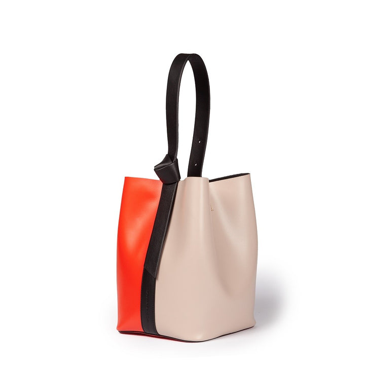 Roberta Gandolfi Cinzia Bucket medium in pelle bicolor con tracolla staccabile Novità