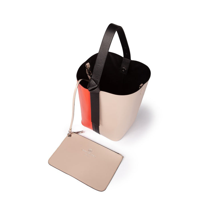 Roberta Gandolfi Cinzia Bucket medium in pelle bicolor con tracolla staccabile Novità