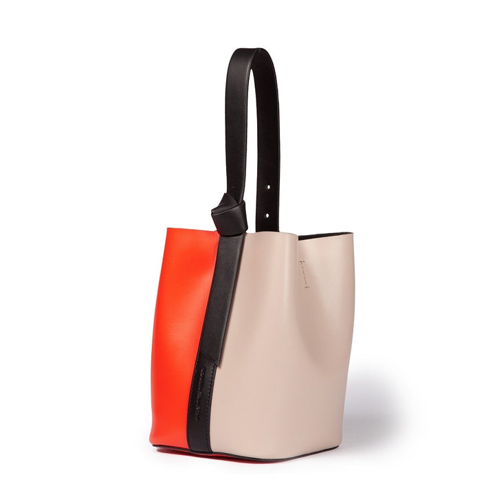 Roberta Gandolfi Cinzia Bucket small in pelle bicolor con tracolla staccabile Presa