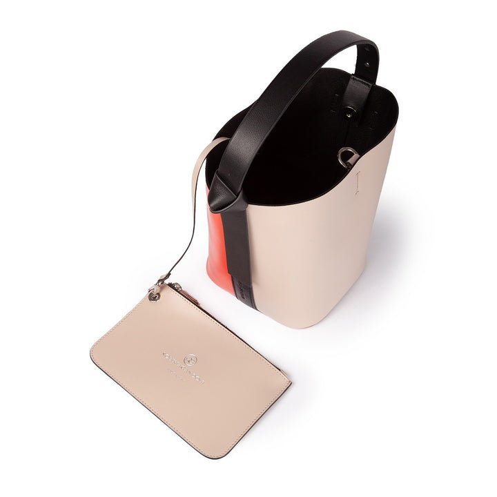 Roberta Gandolfi Cinzia Bucket small in pelle bicolor con tracolla staccabile Presa