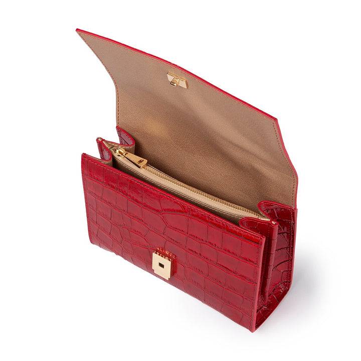 Roberta Gandolfi Nicole cocco compact crossbody borsa in pelle stampa cocco con tramezza interna e tasca esterna con tracolla staccabile e regolabile I Più Venduti