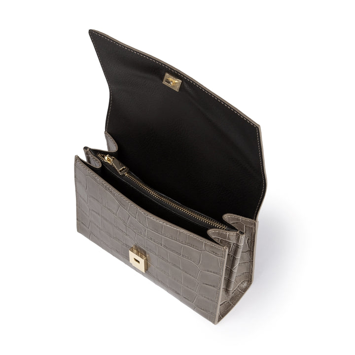 Roberta Gandolfi Nicole cocco compact crossbody borsa in pelle stampa cocco con tramezza interna e tasca esterna con tracolla staccabile e regolabile Vendite Flash