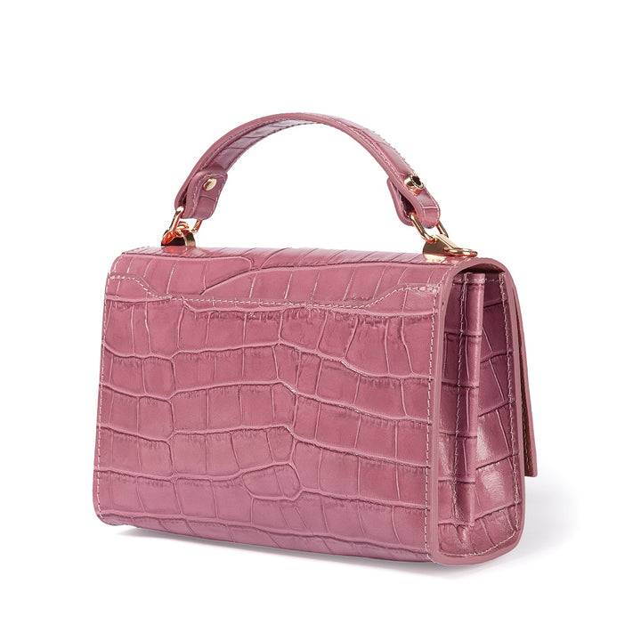 Roberta Gandolfi Nicole cocco compact crossbody borsa in pelle stampa cocco con tramezza interna e tasca esterna con tracolla staccabile e regolabile Negozio
