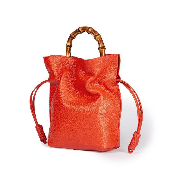 Roberta Gandolfi Silvana small borsa a mano in pelle martellata con manico in vero legno di bambù e tracolla staccabile e regolabile Fino Al -60%