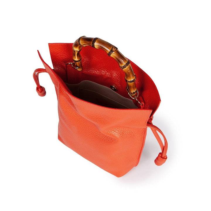 Roberta Gandolfi Silvana small borsa a mano in pelle martellata con manico in vero legno di bambù e tracolla staccabile e regolabile Fino Al -60%