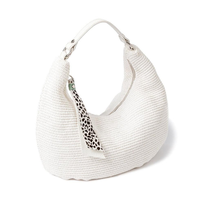 Roberta Gandolfi Beatrice Hobo medium in raffia e finiture in pelle con dettaglio animalier e tracolla staccabile Offerta
