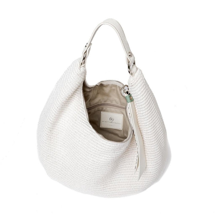 Roberta Gandolfi Beatrice Hobo medium in raffia e finiture in pelle con dettaglio animalier e tracolla staccabile Offerta