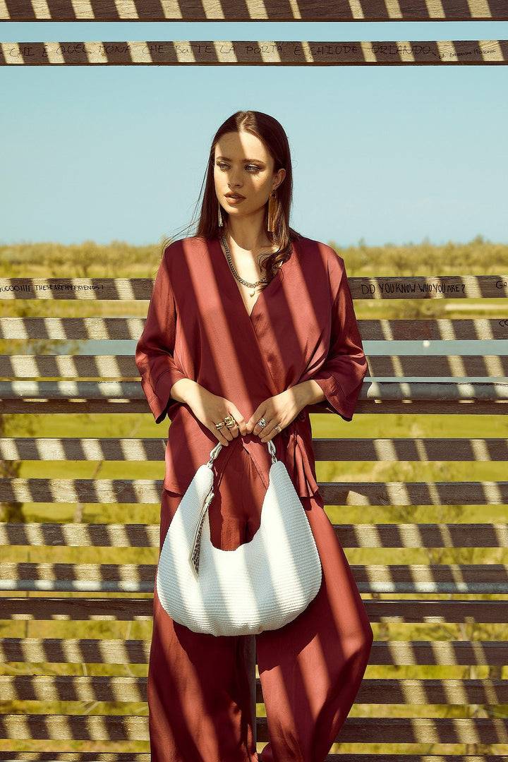 Roberta Gandolfi Beatrice Hobo medium in raffia e finiture in pelle con dettaglio animalier e tracolla staccabile Offerta