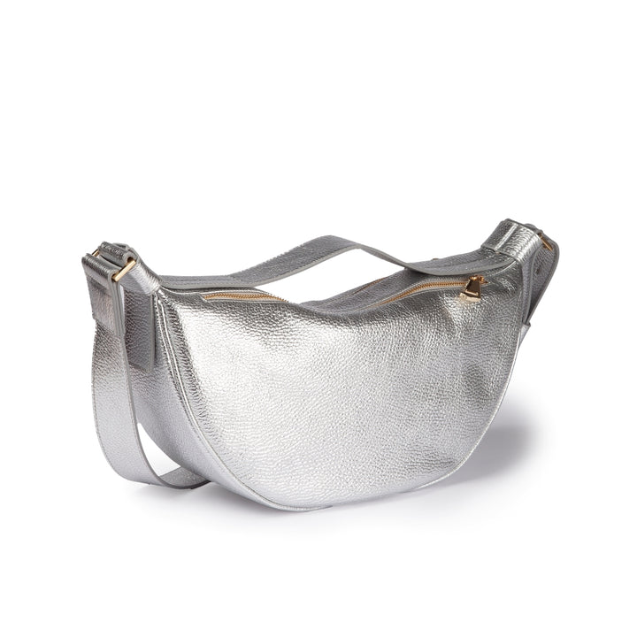 Roberta Gandolfi Micol Banana small cross body in vitello martellato metal con tracolla regolabile 2025