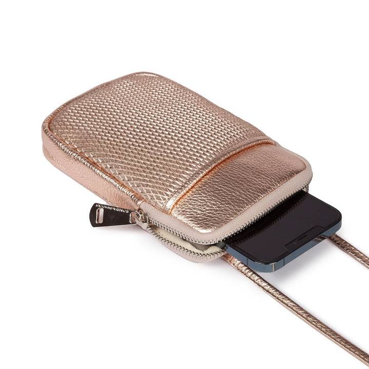 Roberta Gandolfi Yuma Phone holder in pelle di vitello con tracolla staccabile e regolabile e tasca esterna Qualità