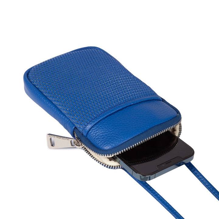 Roberta Gandolfi Yuma Phone holder in pelle di vitello con tracolla staccabile e regolabile e tasca esterna Consegna Veloce