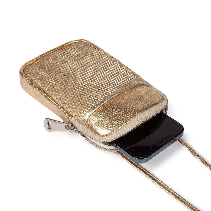 Roberta Gandolfi Yuma Phone holder in pelle di vitello con tracolla staccabile e regolabile e tasca esterna Promozione Limitata