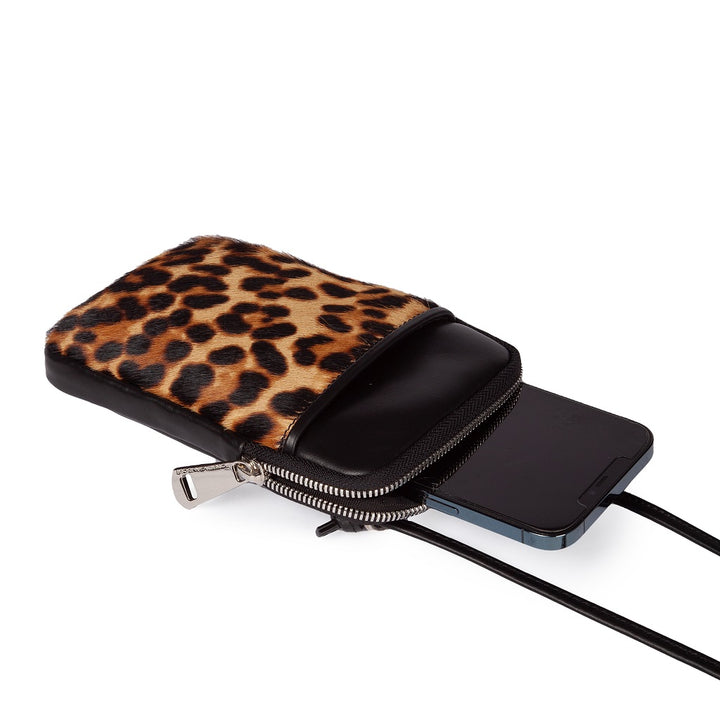 Roberta Gandolfi Phone holder pony stampa animalier e pelle di vitello con tracolla staccabile e regolabile Shopping Online