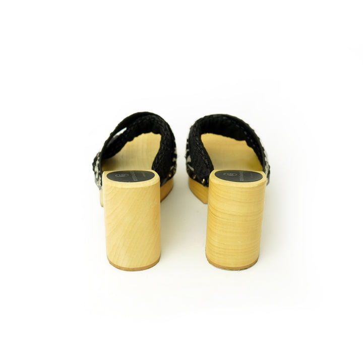 Roberta Gandolfi Diva Zebra sandali in legno incrociato con platform in rafia e pony stampa animalier Offerte