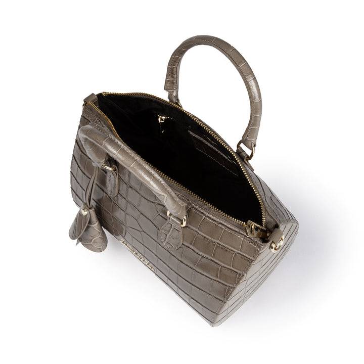 Roberta Gandolfi Nicole Cocco bowling in pelle lucida stampa cocco con tracolla staccabile e regolabile Promozione Limitata