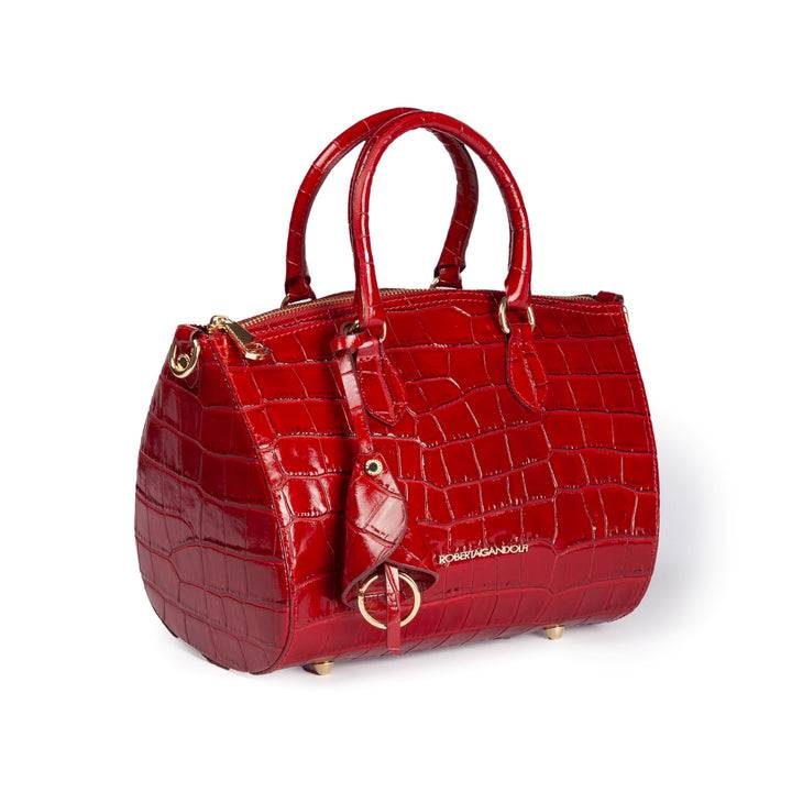 Roberta Gandolfi Nicole Cocco bowling in pelle lucida stampa cocco con tracolla staccabile e regolabile Fino Al -60%