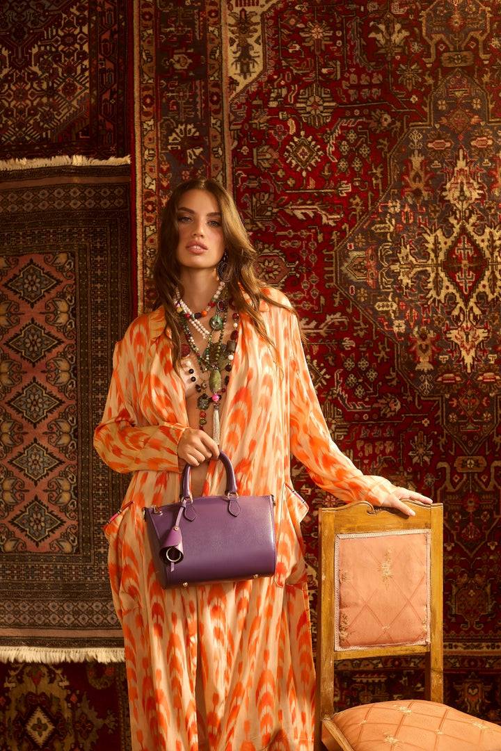 Roberta Gandolfi Nicole Cocco bowling in pelle lucida stampa cocco con tracolla staccabile e regolabile Shopping Online