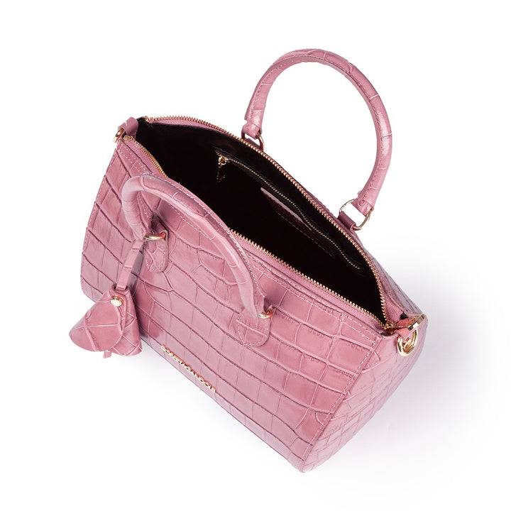 Roberta Gandolfi Nicole Cocco bowling in pelle lucida stampa cocco con tracolla staccabile e regolabile Shopping Online