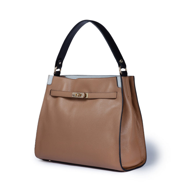 Roberta Gandolfi Frida Satchel in pelle martellata con tracolla logata in tessuto regolabile Prezzo Ridotto