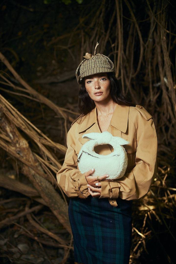 Roberta Gandolfi Bunny Teddy mini bag in shearling con tracolla in pelle staccabile Offerta