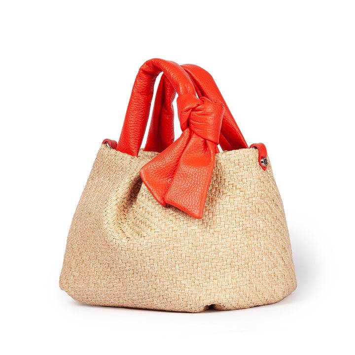 Roberta Gandolfi Matilde Handbag in rafia e pelle con tracolla staccabile Italy