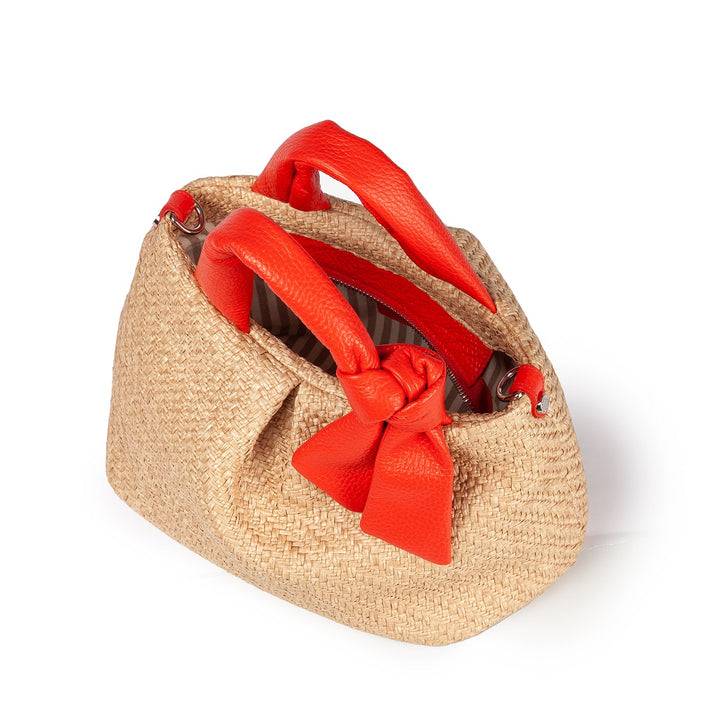 Roberta Gandolfi Matilde Handbag in rafia e pelle con tracolla staccabile Italy