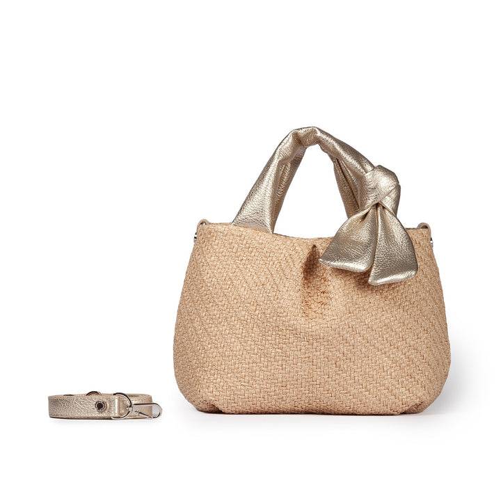 Roberta Gandolfi Matilde Handbag in rafia e pelle con tracolla staccabile Grandi sconti