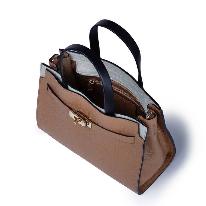 Roberta Gandolfi Frida Handbag in pelle martellata con tracolla logata in tessuto regolabile Comprane uno, ottenene uno gratis