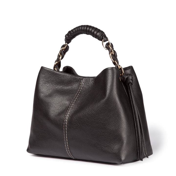 Roberta Gandolfi Amina small borsa a mano in pelle con manico tubolare fasciato e tracolla staccabile Esporta salva