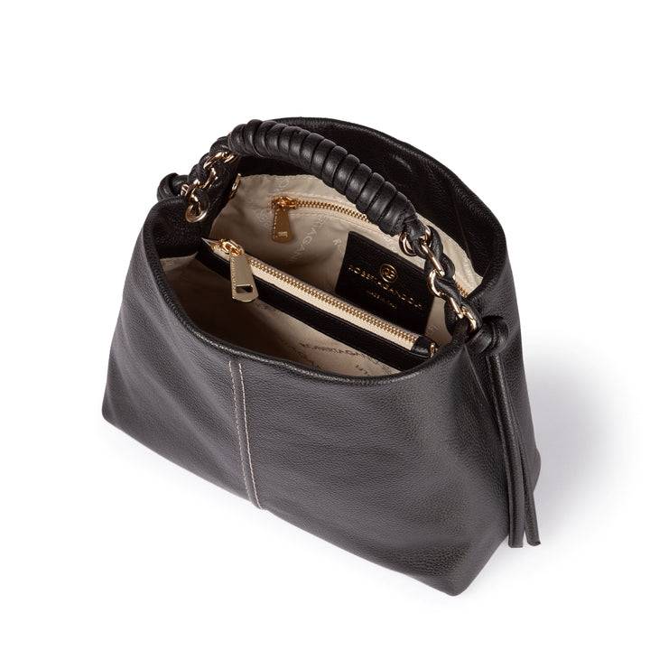 Roberta Gandolfi Amina small borsa a mano in pelle con manico tubolare fasciato e tracolla staccabile Esporta salva