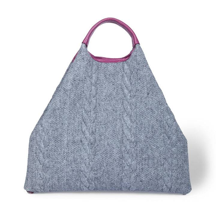 Roberta Gandolfi Joy Wool borsa trasformabile 5 modelli in 1 in tessuto di lana riciclato finiture in pelle di vitello e tracolla staccabile In Linea