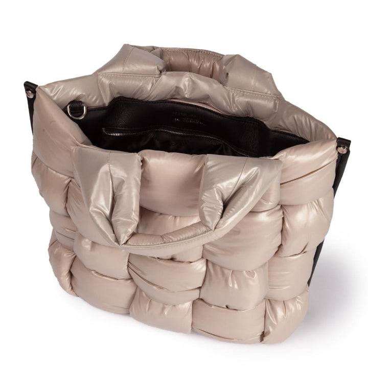 Roberta Gandolfi Greta large borsa in tessuto antigoccia imbottita ed intrecciata a mano con finiture in pelle Offerta