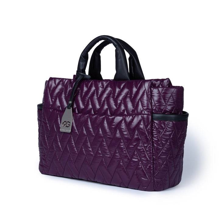 Roberta Gandolfi Noemi Large borsa a mano in tessuto antigoccia con finiture in pelle e tracolla staccabile Vendita Calda